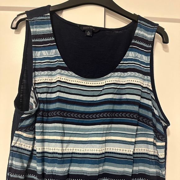 Tommy Hilfiger A-Line Dress Navy Blue White Stripe Sleeveless Size Extra Large - Picture 3 of 10